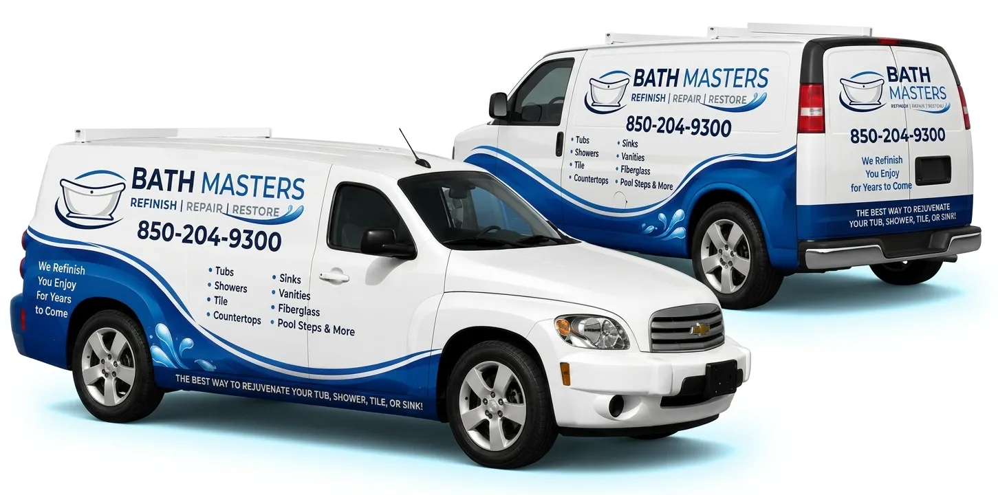 BathMasters work trucks ready for service across the Gulf Coast